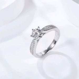 D Color Moissanite Jewelry Star Queen Six Prong Engagement Ring Solid 925 Sterling Silver