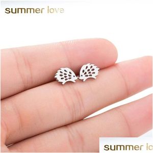 Stud Adorável Hedgehog Brincos Para Meninas Bonito Moda Animal Orelha Jóias Aço Inoxidável Sier Earing Drop Delivery Jewel Dhgarden Dhlkq