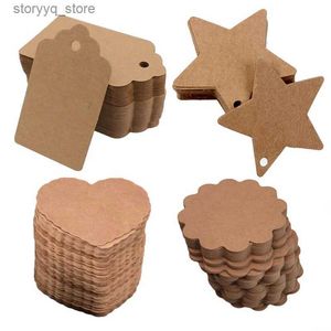 Labels Tags 50pcs Natural Brown Kraft Paper Tags for Garment Note Cardboard Products Price Tag Custom DIY scallop Label Gift Tag TDJ Q240217