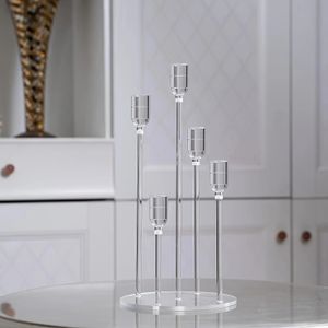 5 Arms Taper Candle Holder Acrylic Candelabra Centerpieces For Party Home Decor Christ Chuld Dekoration Wedding Event 240125