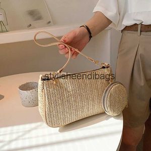 Shoulder Bags Nice Straw Rattan Woven Bag Fashion Travel Clutch Handbag Summer Beach Simple Designer Shopping Totes for Women bolsosH24217