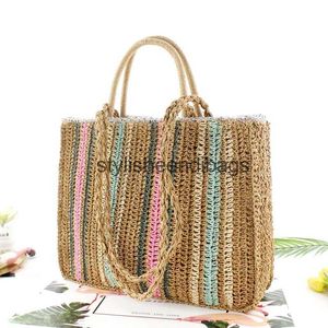 Shoulder Bags 2023 Women Bag Colorful Paper Rope Straw Portable Woven Casual Beach Fashion Handbag Sac A Main De PlageH24217