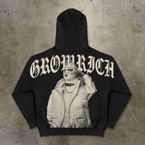 Erkek Hoodies Sweatshirts Harajuku Soyguncu Lady Hoodies Kadınlar Amerikan Retro Sokağı Erkekler için Y2K Üstler Goth Giysileri Sokak Giyim Büyük Boy