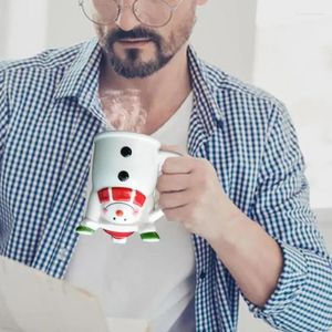 Mugs Christmas Santa Inverted Snowman Ceramic Coffee Cups With Handle Festive Charm Creative Drinkware For Kids