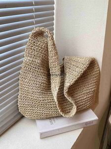 Shoulder Bags Summer Beac Resort Fasion Straw-Woven Ladies Large-Capacity Soulder Bag WIt and-WovenH24217