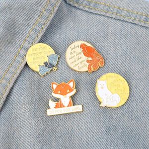 Broches citações de animais monólogo esmalte pinos bat cão pássaro saco broche lapela crachá dos desenhos animados jóias presente para crianças amigos