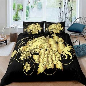 Bedding sets Dragon Duvet Cover King Queen Japanese Exotic Bedding Set Ancient Mythical Animal Comforter Cover 2/3pcs Polyester Quilt Cover