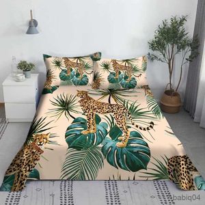 Set di biancheria da letto 3D Tigri bianche Biancheria da letto Animali Lenzuolo Set Tigre Lenzuolo piatto Con custodia Morbido poliestere Tessili per la casa Stile king size