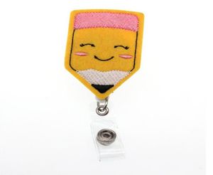 10pcslot Cute Pencil School Nurse Teacher Retractable Badge Reel Lanyards Felt School ID Badge Holder67134786372048