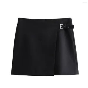 Kvinnors shorts icclek 2024 fast färg asymmetrisk kjol butik mode kvinna kläder vinter zevity