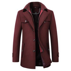 Cappotto invernale spesso di lana caldo da uomo Moda doppio colletto antivento Smart Casual Giacche da uomo Capispalla lunghi cappotti di lana DropShipping 2551