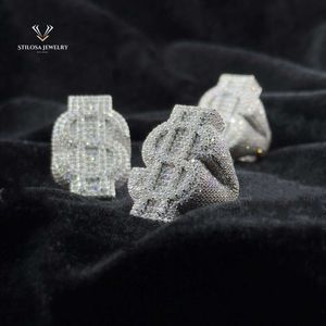 Nova chegada jóias finas 925 prata esterlina gelado diamante hip hop masculino moissanite anel