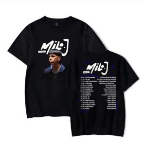 Milo J Tour Camisetas 111 Álbum Merch Camiseta de grandes dimensões Mulheres Homens Verão Moda O-pescoço Manga Curta Camiseta Engraçada Camisetas Gráficas