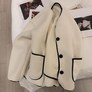 Kvinnor Faux Shearling Jacket Kvinnor Löst jacka Stylish Women's Round Neck Cardigan Coat Thick Warm Fashionable Winter Jacket 240119