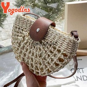 Bolsas de ombro Yogodlns Bolsa de palha de verão para mulheres Fasion Semicírculo Crossbody Raan andmade Messenger andbag Travel Beac ToteH2421788