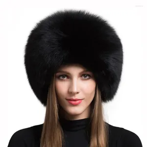 Berretti Cappello di pelliccia naturale Cappello da donna Spessore invernale caldo Moda femminile con paraorecchie