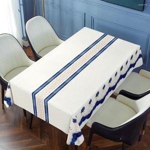 Tischdecke im Retro-Stil, wasserdicht, ölbeständig, für den Haushalt, rechteckig, Anti-Bügel-Abdeckung, chinesisch
