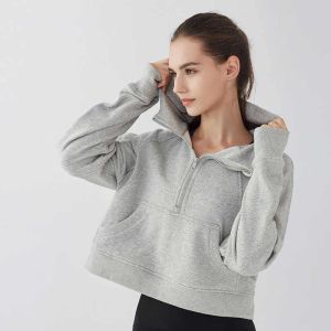 LU-220 Sports Coat Women's Half Zipper Hoodie Sweater Loose Versatile Casual Baseball Suit Running Fitness Yoga Gym Clothes Jacket Top