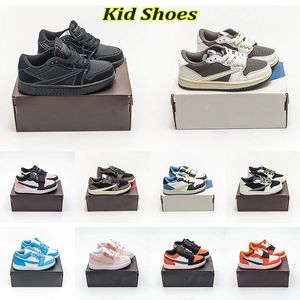 Kids shoes Jumpman Jordan 1 Low Basketball Shoes Travis Scott Cactus Jack Black Phantom 1s Reverse Mocha【code ：L】Childrens Trainers Sneakers