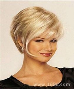 Stil mode peruk ny charm kvinnor039s kort mix blond full peruk 9332023