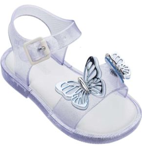 Sandálias infantis tiro físico meninas borboleta vazamento verão praia das crianças mini geléia sho7385536