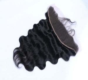 Peruvian Virgin Hair Body Wave Lace Frontal Stängning Mitten Tre del 132 Virgin Human Hair Ear to Ear Lace Frontal Peruvian8564106