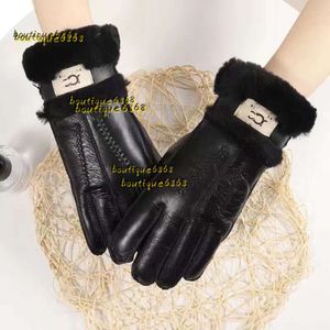 Fünf-Finger-Handschuhe, Designer-Handschuhe, Luxus-Handschuhe, Designer, einfarbig, Buchstaben-Lederhandschuhe, warm, wasserdicht, Radfahren, gepolsterte Wärme, Damen-Handschuhe, Weihnachtsgeschenk