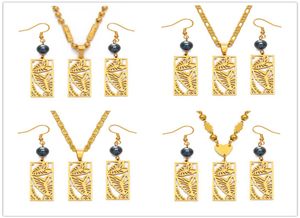 Anniyo Hawaiian Jewelry Sets Leaf Black Pearl Necklace Earrings Marshallese Guam Micronesia Chuuk Pohnpei 결혼 선물 150421 C103629616