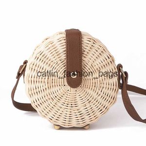 Omuz çantaları kadın saman çantası bohemian bali rattan plaj el çantası küçük daire lady vintage crossbody el yapımı kinttedh24217