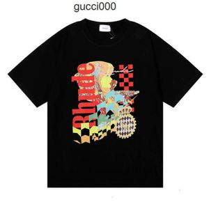 メンズTシャツのトップクラフトマンシップRhudes夏のファッションデザイナーRhude Beauty Visionは喜びを追求しますJoyride Pure Cotton Short Sleeve Loose Tshirt for W JQB0