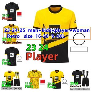 Reus Soccer Jerseys 23 24 Hazard Haller 2023 2024 Football Top Shirts Bellingham Brandt Dortmund Yeyna Men Kids Kit Special All Black Fans Player Version