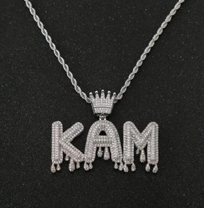 Custom Name Crown Bail Purple Drip Letters Necklaces Pendant For Men Women Gold Color Cubic Zircon Hip Hop Jewelry66637609295732