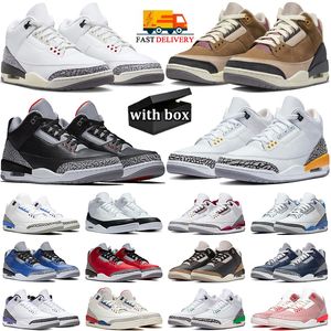 مع مربع 3s الرجال نساء أحذية كرة السلة 3 متسابق الأزرق الأسود القط Kumquat unc Palomino Pine Green White Cement Varsity Royal Royal Pink Mens Mass Switch Sneakers