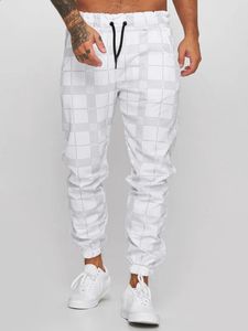 Męskie nowe ubrania uliczne Białe sporne spodnie sportowe płaskie dno