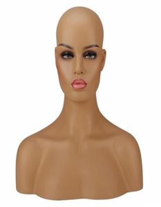 Три разных кожи, женская голова манекена из стекловолокна с плечами для украшения парика и шляпы Display45073982908315