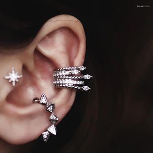 Hoop Earrings Gothic Rivet Ear Cuff Spike Woman Full Zirconia Paved Layered Cartilage Rings Sparkling Copper Punk Jewelry Aretes