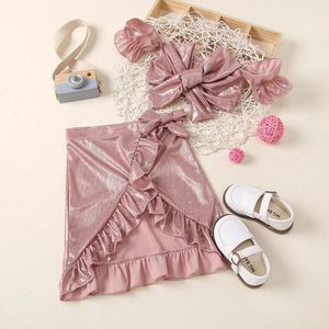 Clothing Sets Two Piece Sexy Princess Clothes Set For Kid Baby Girls Summer Sleeveless Bow Tube Top Asymmetrical Skirts 2pcs Fashion Outfits