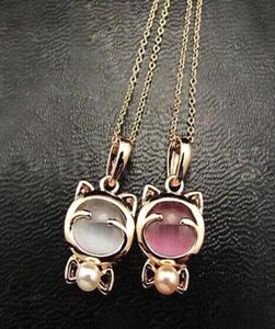 Fashion Super Cute Lucky Cat Opal Sweater Chain Women Necklace Jewelry 4ND19286x3051305