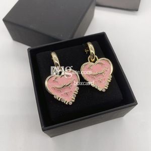 Lovely Heart Earrings Dangles For Girls Pink Letter Plated Earrings Charms Studs With Box