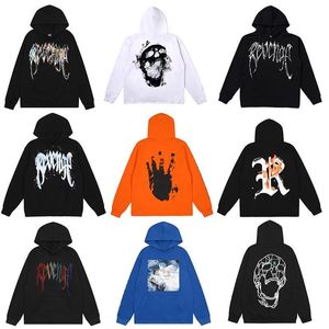 Saint Michael designer mens hoodie womens devil angel pullover loose palm skull print high street trend vintage heart broken rhinestones vintage couple hoodie