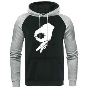 Men's Hoodies Sweatshirts Okay Hand Sign T-Shirt Finger Ok Hoodies Mens New Raglan Loose Sweatshirts Hip Hop Fashion Hoodie Fleece Pocket Men Clothing T240217