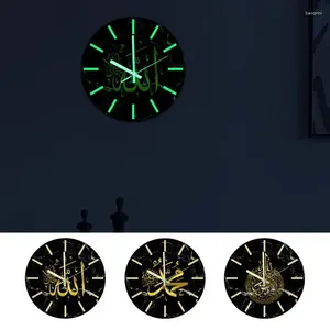 Relógios de parede brilhando no escuro eid relógio 3d estilo do oriente médio pendurado silencioso alimentado por bateria decorativa ornamentos de decoração de casa