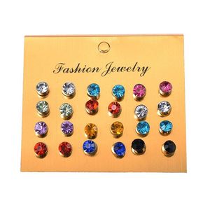 Stud 5Mm 12 Pairs Set Colorf White Crystal Earrings For Women Earring Jewelry Rhinestones Stud Fashion New Gift Wholesale D Dhgarden Dhptd