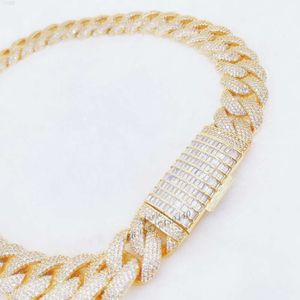 S925 Hip Hop Cuban Link Chain 20mm Largura 4row Moissanite Iced Out Cuban Link Chain Colar de corrente cubana