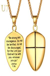 U7 colar bíblia escudo da fé pingente de aço inoxidável correntes goldblack cor presente de natal jóias colares p113862245541430029