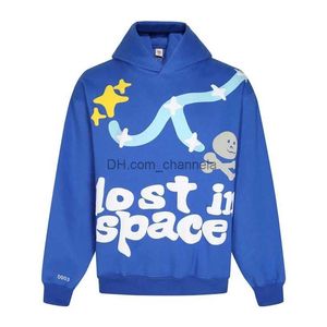 Men's Hoodies Sweatshirts Good Quality Blue Lost in Space BROKEN PLANET Fashion Hoodie Men Puff Print Women Casual Hooded Pullovers T240217