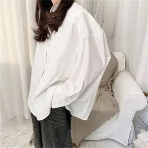 Women's Blouses Ladies Long Sleeve Shirt Spring And Autumn Classic Korean Casual Simple Pure Color Loose Large Size