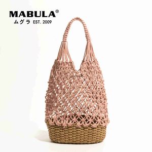 Shoulder Bags ollow Out Design Crocet Women Tote Bucket andbags andmade Straw Woven Fising Net Beac obo Soulder Purse TravelH24217