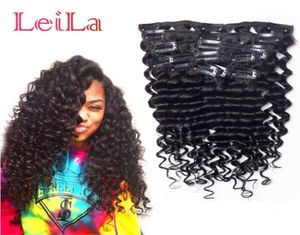 Peruvian Virgin Hair Clip in Hair Extensions Deep Wave Curly 70120g Full Head 7 Pieces One Set8825686