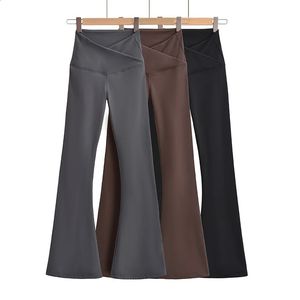 Roupas de outono femininas calças de yoga magras mulheres flare leggings estilo coreano streetwear casual calças de yoga flare perna preto 240123